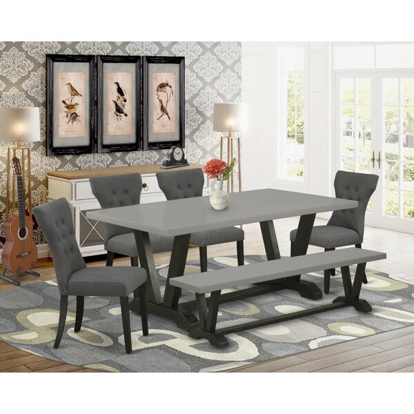 East West Furniture 6 Piece V-Style Dinette Set - Dark Gotham Gray V697GA650-6 - main
